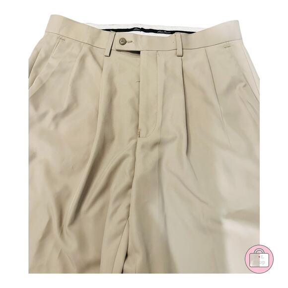 ALLAN FLUSSER GOLF - Size 34 X 32 - Pleats & Cuffs, Polyester Dress Slacks - Picture 1 of 5
